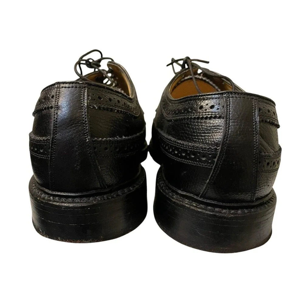 Vintage Florsheim Imperial Black Leather Wingtip Brogue Dress Shoes Size 9 USA